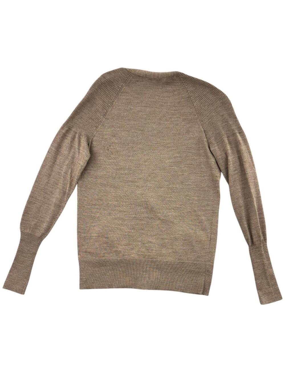 LOFT Button Down Cardigan Sweater Taupe Brown Tan Preppy Minimal - Picture 3 of 8